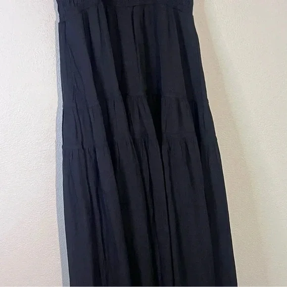 Blu Pepper Small Black V-Neck Spaghetti Strap Tiered Maxi Dress NWOT - Picture 7 of 12